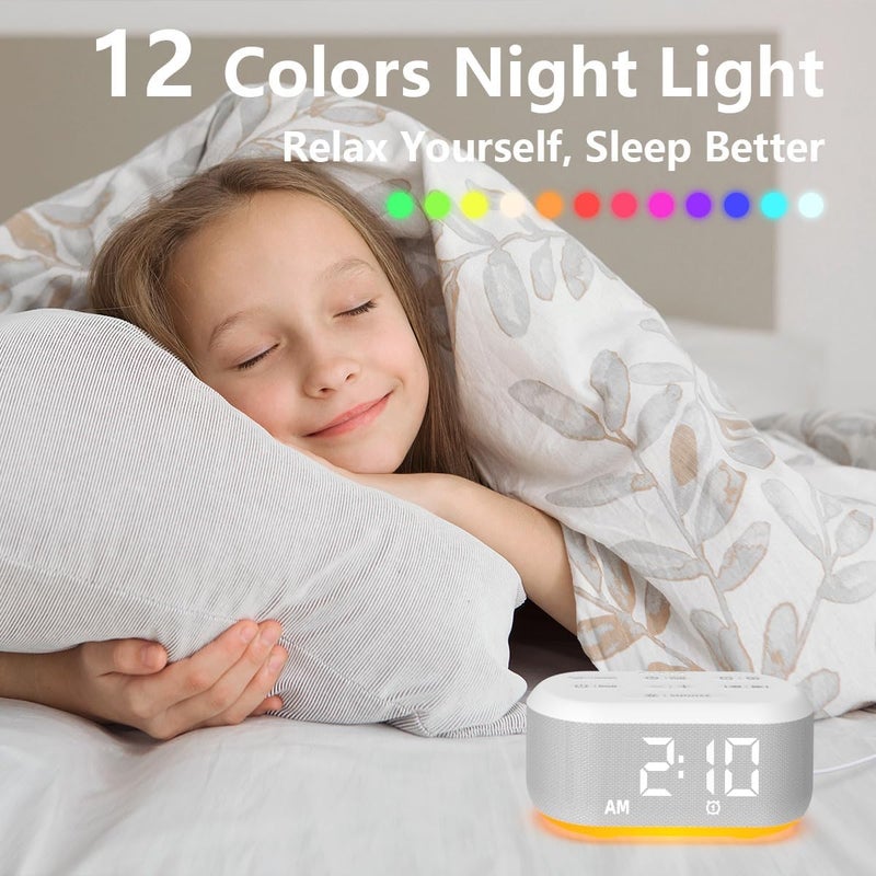 LazyNight Small Digital Alarm Clock for Bedrooms Sound Machine with 30 Soothing Sound Plug in Bedside Clock with Night Light Noise Machine Battery Backup 15 Wake up Sound Clock for Teen Kid Heavy Sleeper Snooze - Image 5